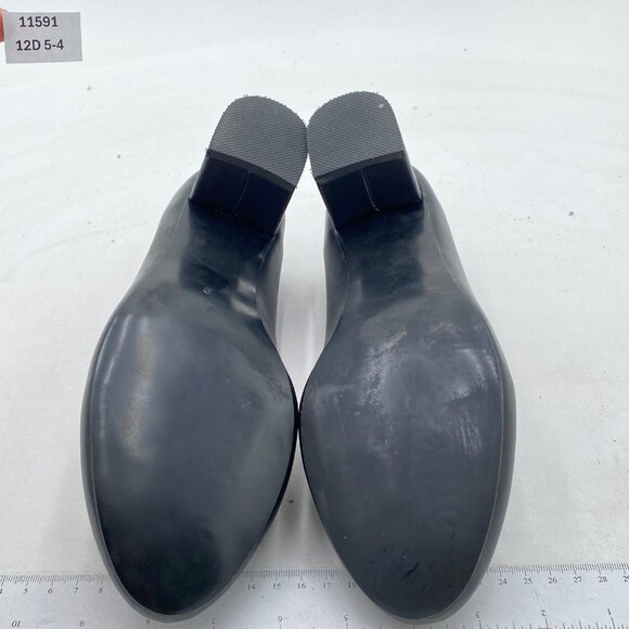 FOWT Black Loafer Slip Ons Closed Round Toe Block Chunky Heels Pumps Shoes - Picture 6 of 7